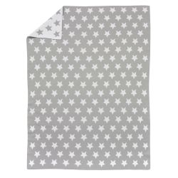 Alvi Strickdecke 100% Baumwolle 75x100 cm Stars silber 608-9
