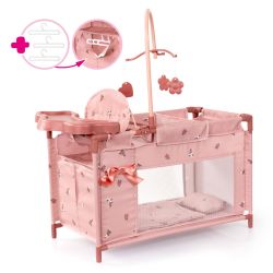 Bayer Design Multibett f&uuml;r Puppen bis 46cm Blumen Schleife altrosa