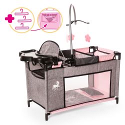 Bayer Design Multibett für Puppen bis 46cm grau-melange rosa Einhorn