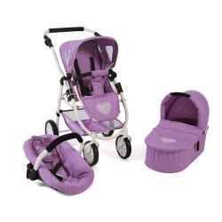 Bayer Chic 2000 3in1 Kombi Puppenwagen Kinderwagen EMOTION ALL IN Flieder