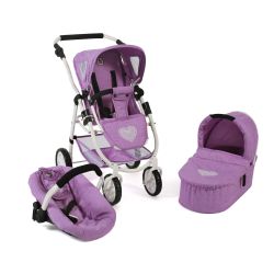 Bayer Chic 2000 3in1 Kombi Puppenwagen Kinderwagen EMOTION ALL IN Flieder