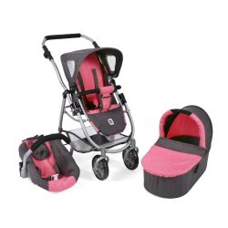Bayer Chic 2000 3in1 Kombi Puppenwagen Kinderwagen EMOTION ALL IN anthrazit-pink