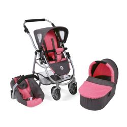 Bayer Chic 2000 3in1 Kombi Puppenwagen Kinderwagen EMOTION ALL IN anthrazit-pink