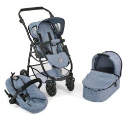 Bayer Chic 2000 3 in 1 Kombi Puppenwagen Emotion All In Jeans blue