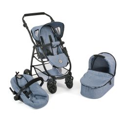 Bayer Chic 2000 3 in 1 Kombi Puppenwagen Emotion All In Jeans blue