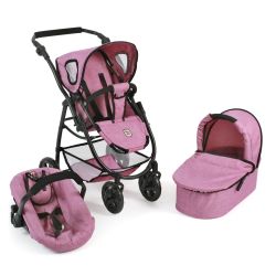 Bayer Chic 2000 3 in 1 Kombi Puppenwagen Emotion All In Jeans pink