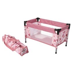 Bayer CHIC 2000 Puppen-Reisebett Flowers Blumen rosa altrosa