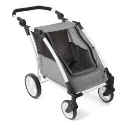 Bayer Chic 2000 Trailer Roadster Puppenbuggy Zwillingswagen Jeans grau