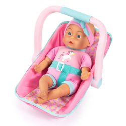 Bayer Design Puppen-Autositz Set mit 35cm Puppe pink rosa