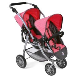 Bayer Chic 2000 Tandem-Buggy Puppenwagen Kinderwagen VARIO anthrazit-pink