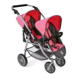 Bayer Chic 2000 Tandem-Buggy Puppenwagen Kinderwagen VARIO anthrazit-pink
