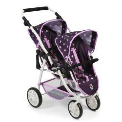Bayer Chic 2000 Puppen Tandem-Buggy VARIO Stars lila