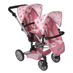 Bayer CHIC 2000 Puppenwagen Linus Duo Flowers Blumen rosa altrosa