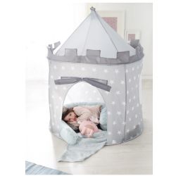 Roba Kids Spielzelt Ritterburg rund grau - weiß Ø 105 cm Höhe 135 cm