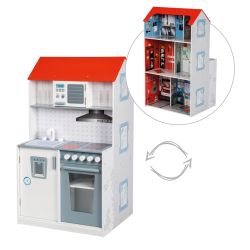 Roba Kids 2in1 wendbares Puppenhaus & Kinderküche in einem