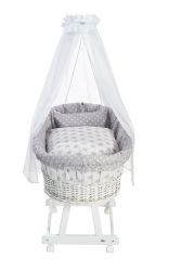 Alvi Bettset für Stubenwagen Birthe 3-teilig Stars silber 608-9