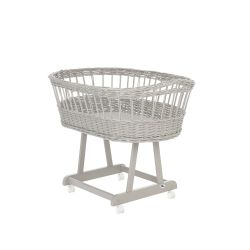 Alvi Stubenwagen Birthe silbergrau mit Himmelstange & Vliesmatratze 80x46 cm