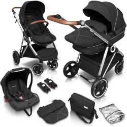 BabyGo Halime Kombi Kinderwagen Black Gestell silber