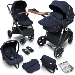 BabyGo Halime Kombi Kinderwagen Blue Gestell schwarz