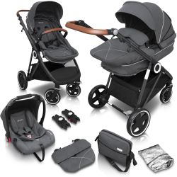 BabyGo Halime Kombi Kinderwagen Grey Gestell schwarz