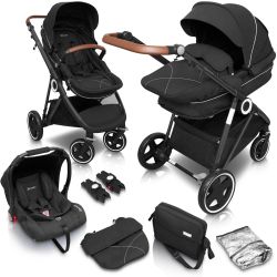 BabyGo Halime Kombi Kinderwagen Black Gestell schwarz