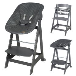 Roba Treppenhochstuhl Born Up Set 2in1 Liegeaufsatz Graphite gesteppt