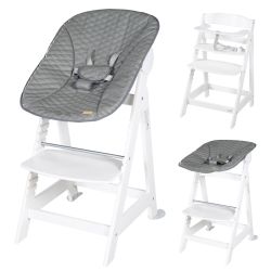 Roba Treppenhochstuhl Born Up Set 2in1 in Weiß Liegeaufsatz Stone