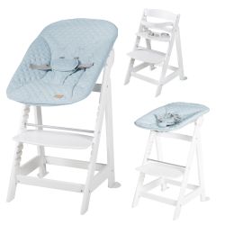 Roba Treppenhochstuhl 2in1 mit Liegefunktion weiss Born Up Style Hellblau Sky