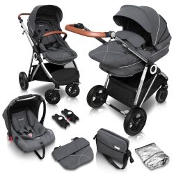 BabyGo Halime Air Kombi Kinderwagen Grey Gestell silber