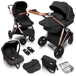 BabyGo Halime Air Kombi Kinderwagen Anthracite Gestell gold