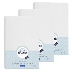 Julius Zöllner Spannbetttuch Jersey 70x140 / 60x120 Weiss 3er Pack