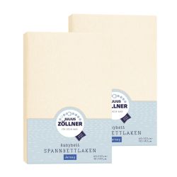 Julius Zöllner Spannbetttuch Jersey 70x140 / 60x120 Ecru Doppelpack