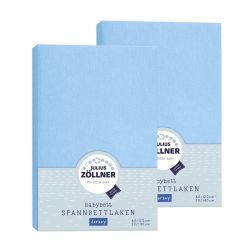 Julius Zöllner Spannbetttuch Jersey 70x140 / 60x120 Hellblau Doppelpack