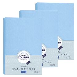 Julius Zöllner Spannbetttuch Jersey 70x140 / 60x120 Hellblau 3er Pack
