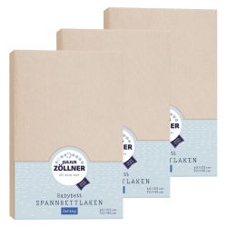 Julius Zöllner Spannbetttuch Jersey 70x140 / 60x120 Sand 3er Pack