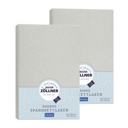 Julius Zöllner Spannbetttuch Jersey 70x140 / 60x120 Hellgrau Doppelpack
