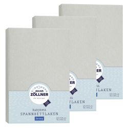 Julius Zöllner Spannbetttuch Jersey 70x140 / 60x120 Hellgrau 3er Pack
