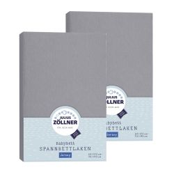 Julius Zöllner Spannbetttuch Jersey 70x140 / 60x120 Anthracite Doppelpack