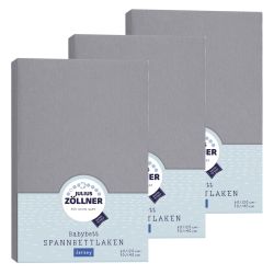 Julius Zöllner Spannbetttuch Jersey 70x140 / 60x120 Anthracite 3er Pack