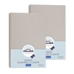 Julius Zöllner Spannbetttuch Jersey 70x140 / 60x120 Taupe Doppelpack