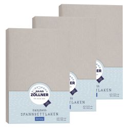 Julius Zöllner Spannbetttuch Jersey 70x140 / 60x120 Taupe 3er Pack