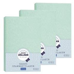 Julius Zöllner Spannbetttuch Jersey 70x140 / 60x120 Salbei 3er Pack