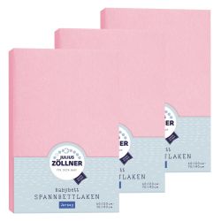 Julius Zöllner Spannbetttuch Jersey 70x140 / 60x120 Rosa 3er Pack