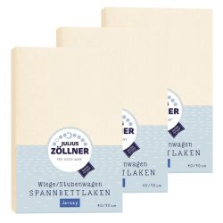 Julius Zöllner Spannbetttuch Jersey 90x40 Ecru 3er Pack