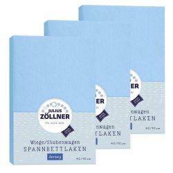 Julius Zöllner Spannbetttuch Jersey 90x40 Hellblau 3er Pack