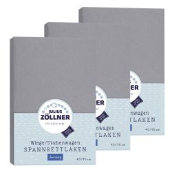 Julius Zöllner Spannbetttuch Jersey 90x40 Anthracite 3er Pack