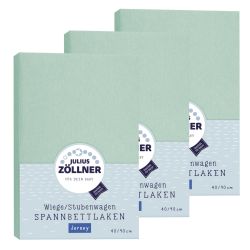 Julius Zöllner Spannbetttuch Jersey 90x40 Salbei 3er Pack