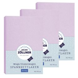 Julius Zöllner Spannbetttuch Jersey 90x40 Flieder 3er Pack