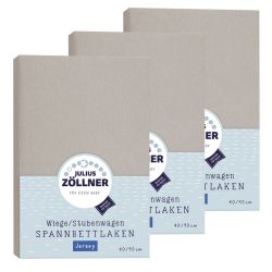Julius Zöllner Spannbetttuch Jersey 90x40 Taupe 3er Pack