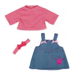 Bayer Design Kleider für Puppen Jeanskleid mit Schleifchen und Shirt bis 38cm